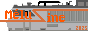 Mélusine's 88x31 button. It has a white background, with a part of a grey locomotive. An orange line goes across the locomotive. It is used to spell the S of 'mélusine'